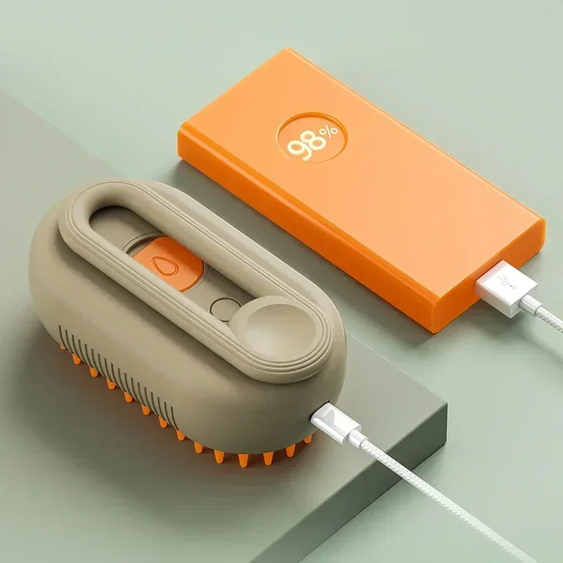 Steam Pet Grooming Brush 3-in-1 Spray Massage USB Rechargeable Hair Removal Comb for Cats & Dogs
