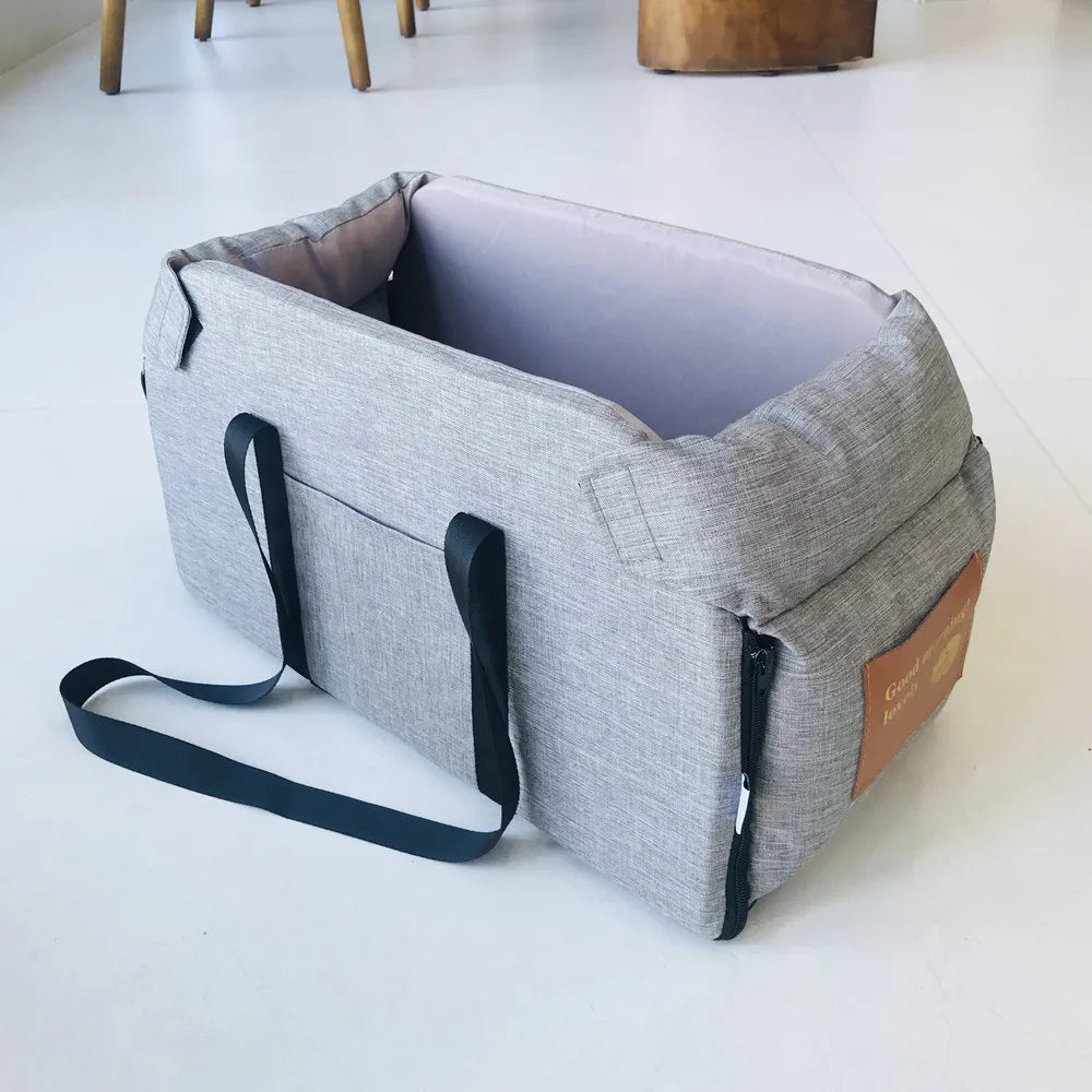 Portable Car Dog Seat Bed for Small Dogs & Cats - Travel Pet Carrier, Waterproof & Removable