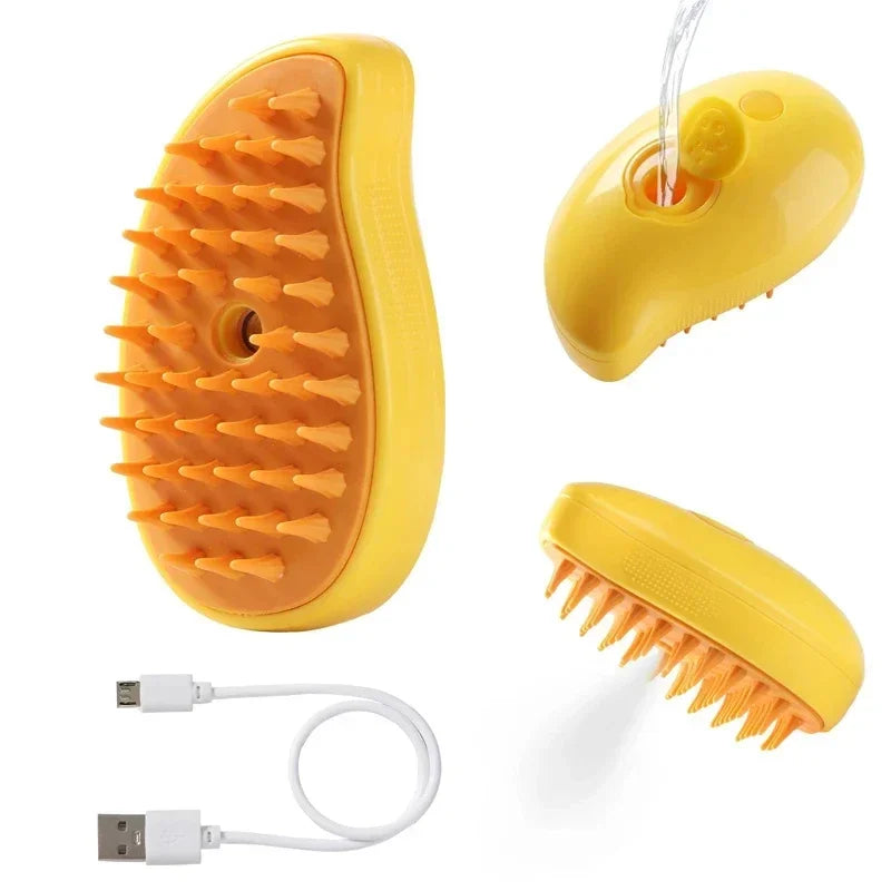 Steam Pet Grooming Brush 3-in-1 Spray Massage USB Rechargeable Hair Removal Comb for Cats & Dogs
